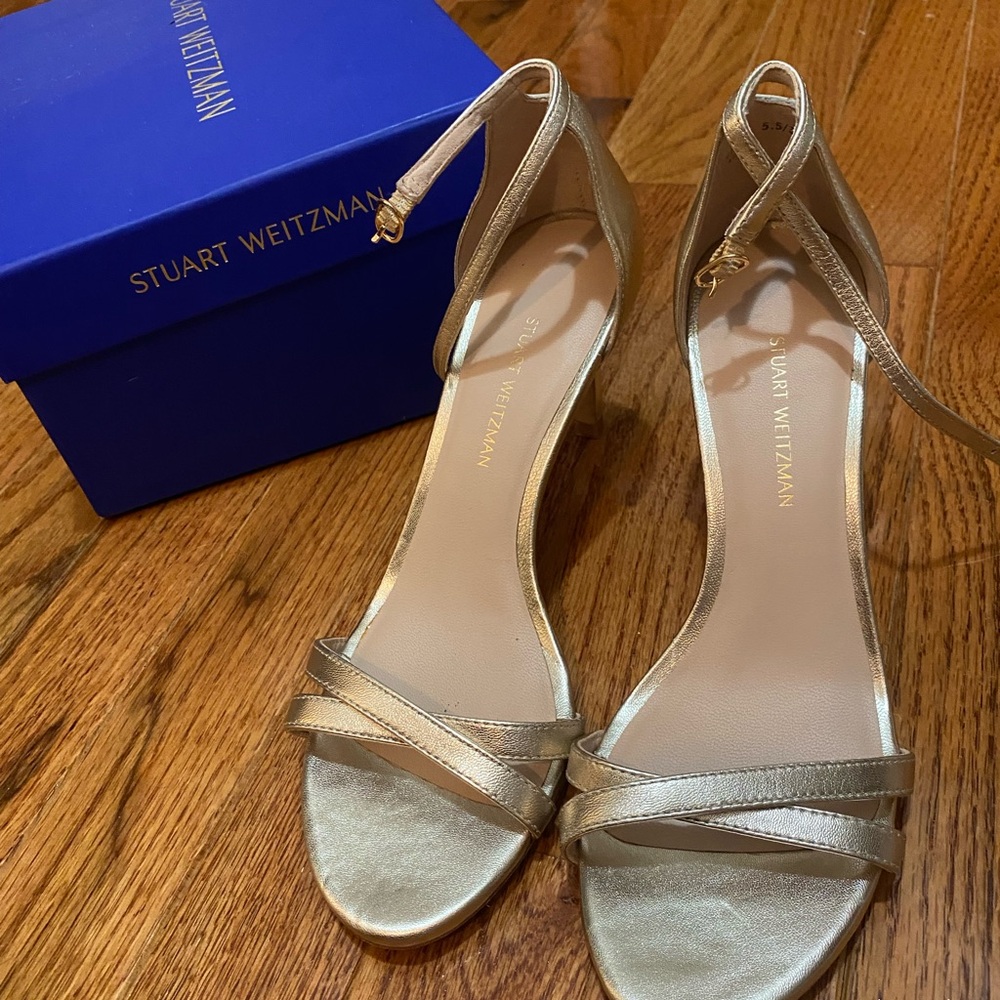 Stuart Weitzman “Lynette” gold heels - 3 inch heel